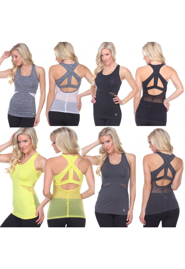 Women's Mesh Tank Top Gym Yoga sleeveless open back Activewear 5 colors