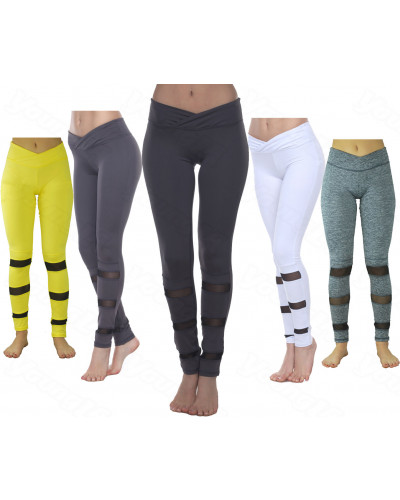WOMEN'S MESH LEGGINGS GYM YOGA WITH POCKET STRETCH TROUSERS 5 COLORS 