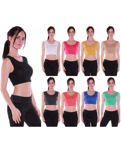 Women's Active Muscle Crop Tank Top Shirt Tee-Various Colors