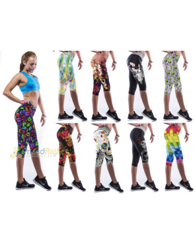 Sexy Design Print Womens YOGA Workout Gym Capri Pants Leggings Fitness Stretchy