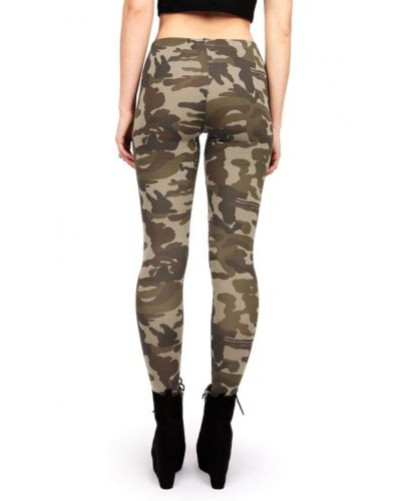 Women New Camouflage Leggings High Waist Rise Jeggings Fitted Camo Pants Tight