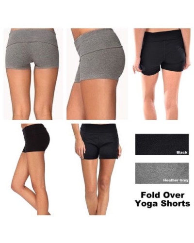 Womens YOGA Short Pants Fitness Gym Foldover Athletic Wristband 95% Cotton